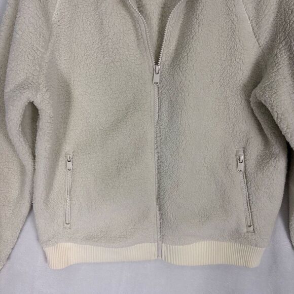 Athleta White Tugga Jacket II Sherpa Zip Up Bomber Jacket Size Medium - Picture 4 of 12